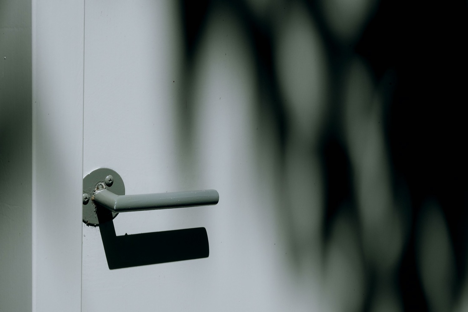 Brass lever handle on an aluminium window